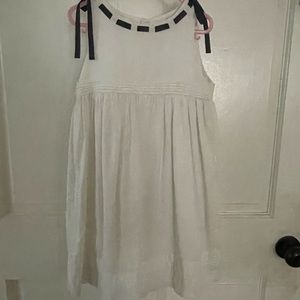 White dress baby blue ribbon accent